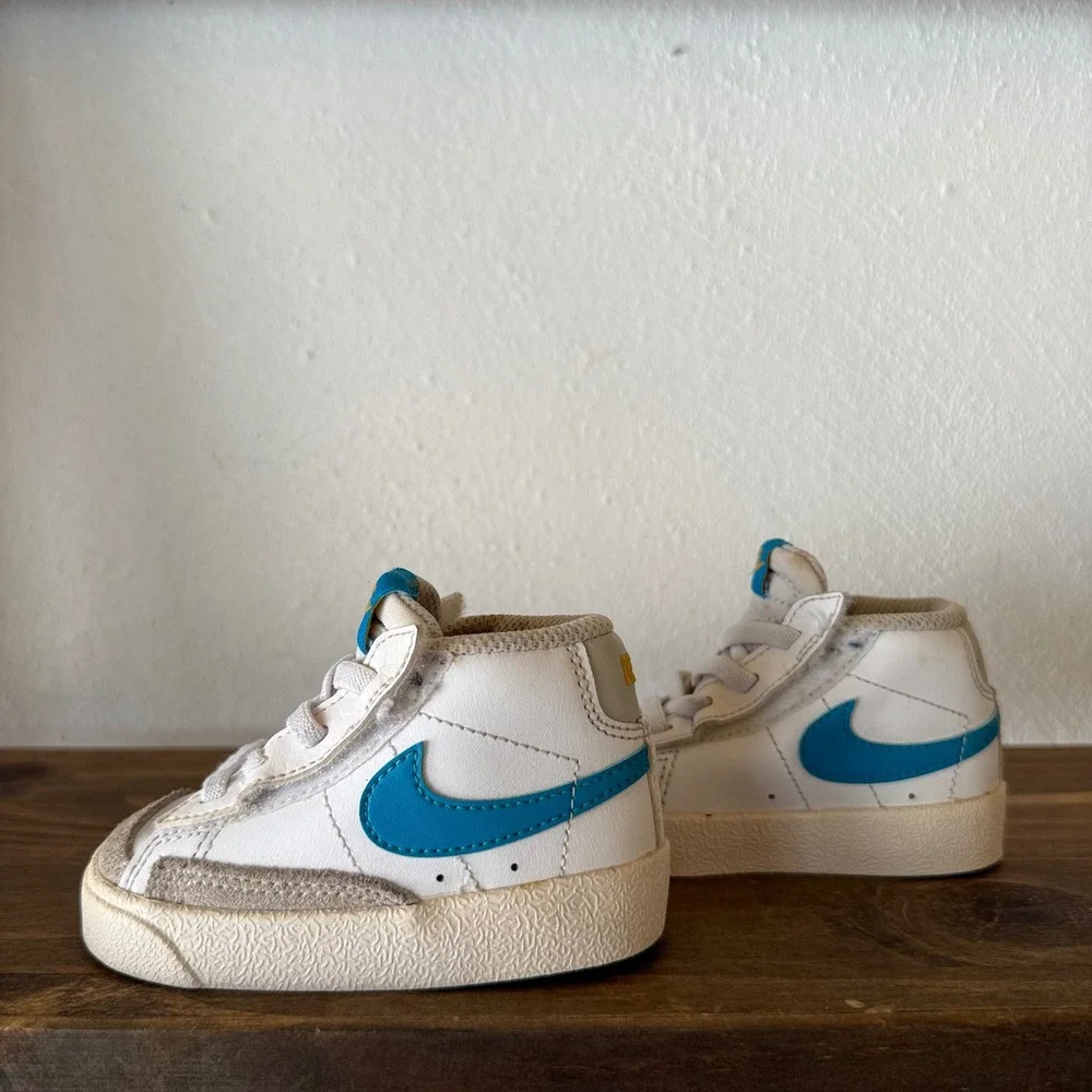 Nike Blazer Mid '77 TD Toddler Sneakers Size 4C White Blue Yellow DA4088-107